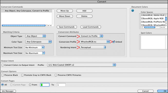 ACROBAT CONVERT COLORS SETTINGS