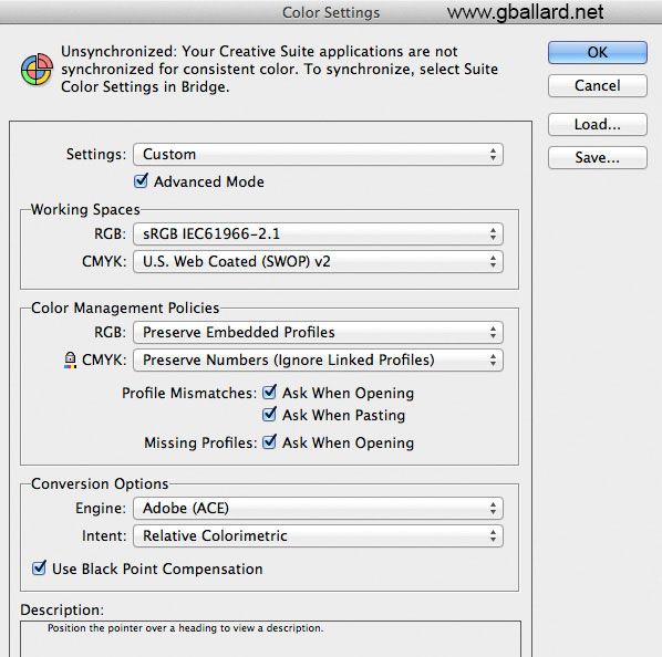 RECOMMENDED COLOR SETTINGS FOR INDESIGN