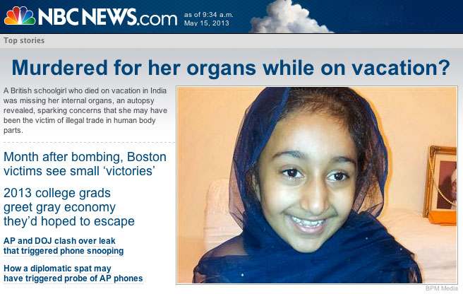 MURDERED FOR HER ORGANS