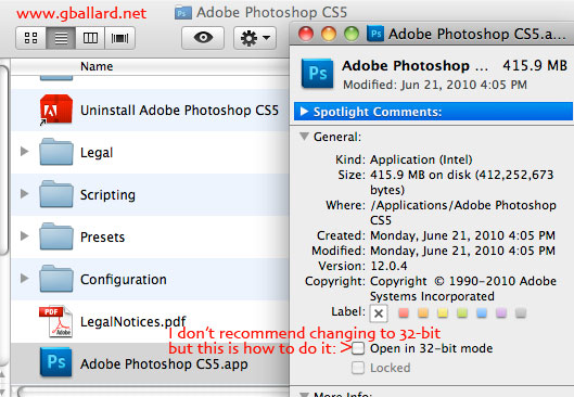 PHOTOSHOP 32-bit V 64- bit mode