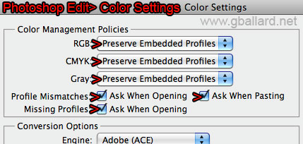 PHOTOSHOP COLOR MANAGEMENT POLICIES